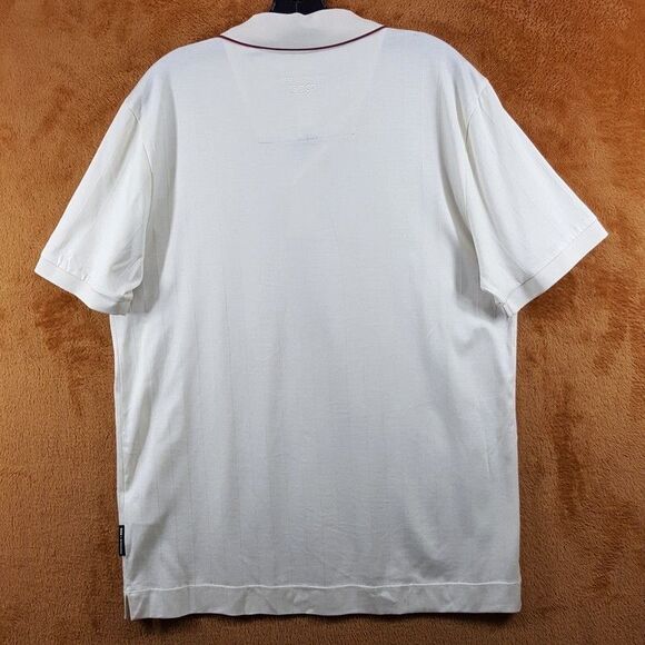 HUGO BOSS X PORSCHE Mens Polo Shirt Large Ivory Mercerised Cotton PARLAY $178 - Picture 4 of 9